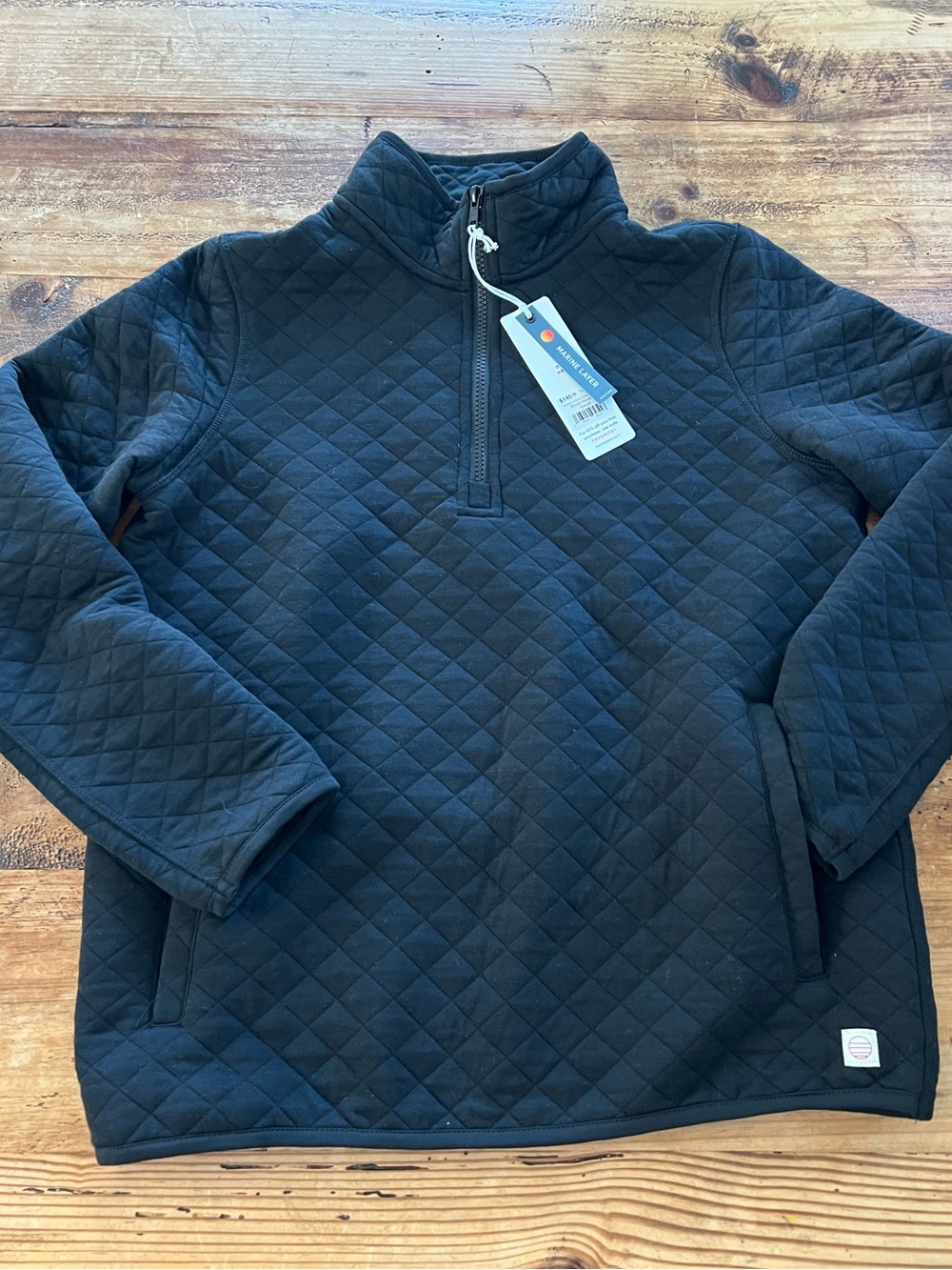NWT!!! Marine Layer Women’s Corbet Quilted Half-Zip Pullover - Black